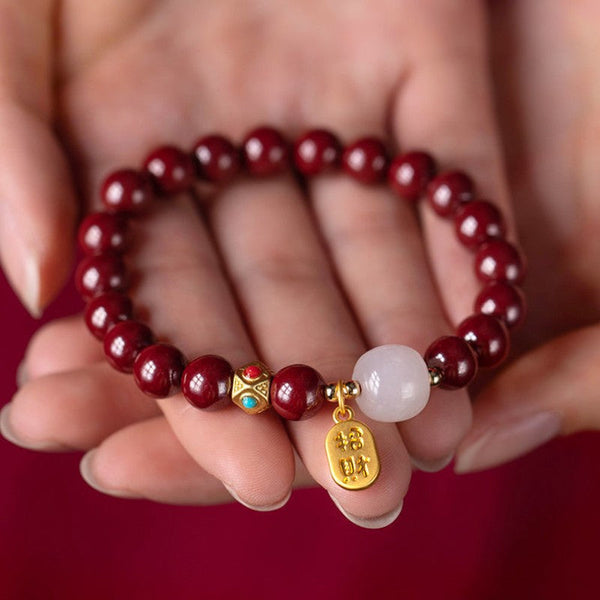 Pulsera de la buena suerte de cinabrio rojo