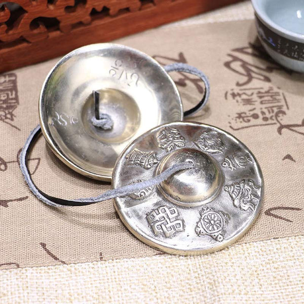 Zen&Spirit Tibetan Tingsha Bell Six True Words White Copper Healing Decoration