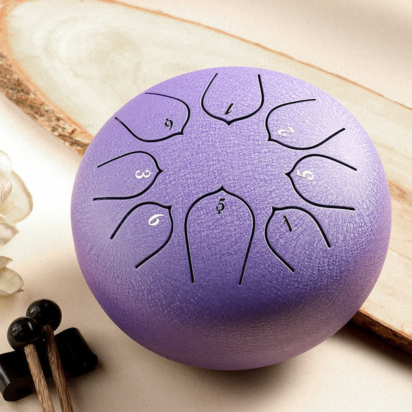 Zen&Spirit Steel Tongue Drum Sound Healing Meditation Lotus Pattern Drum Kit 8 Note 6 Inch Percussion Instrument