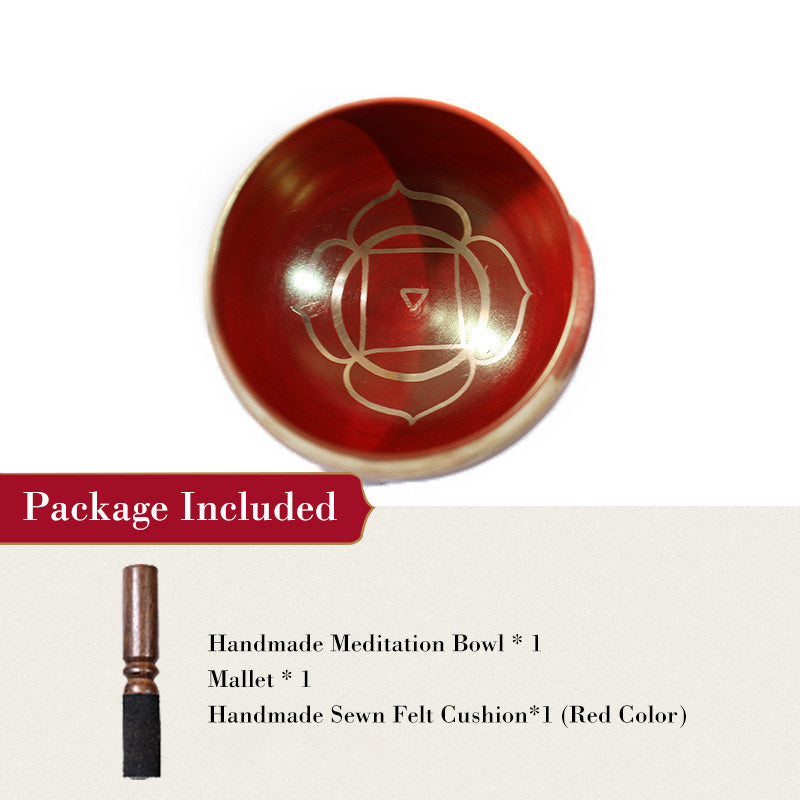 Buddha Stones Tibetan Sound Bowl Handcrafted for Chakra Healing and Mindfulness Meditation Singing Bowl Set Singing Bowl buddhastoneshop Red 3.15IN (8CM)