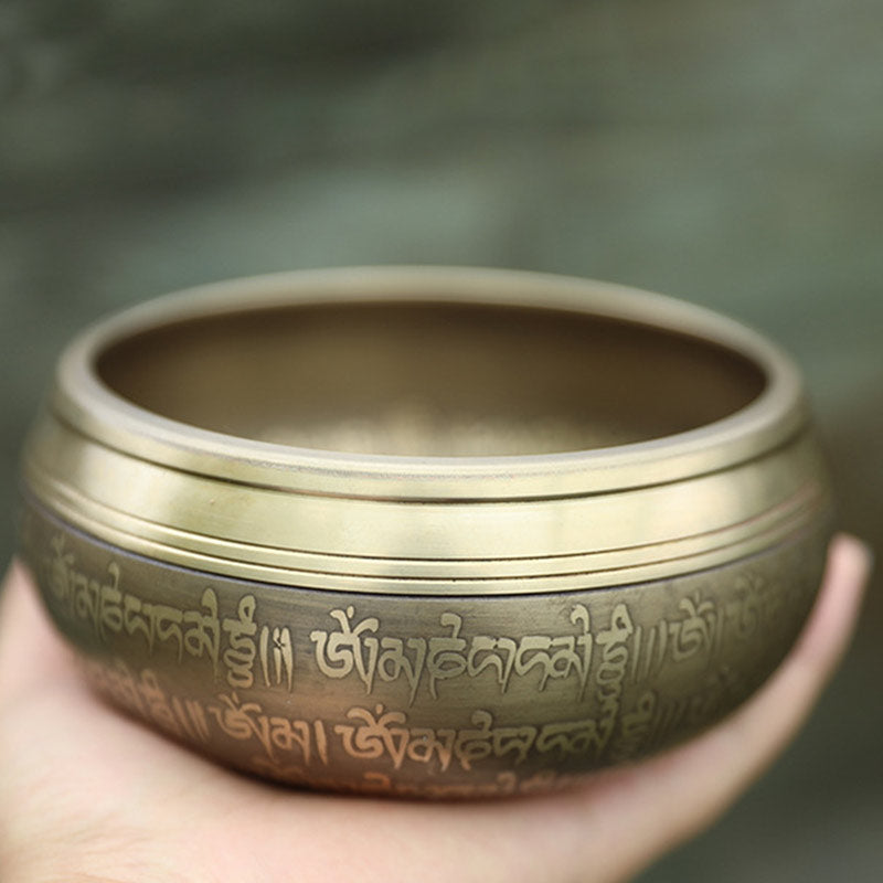 Buddha Stones Tibetan Sound Bowl Handcrafted for Focus and Meditation Peaceful Happiness Singing Bowl Set Singing Bowl BS 1