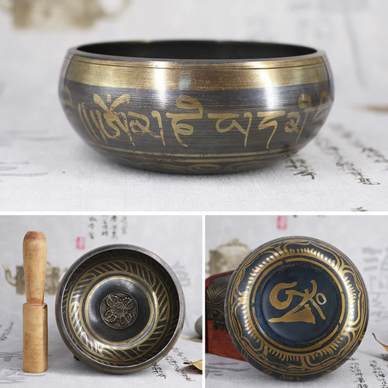 Buddha Stones Tibetan Meditation Bowl for Healing and Mindfulness Om Mani Padme Hum Singing Bowl Singing Bowl buddhastoneshop 15