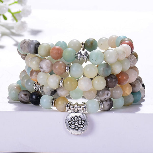 Zen&Spirit Amazonite 108 Mala Beads - Tibetan Prayer Beads