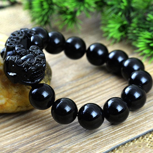 Zen&Spirit Black Obsidian Pixiu Bracelet - Wealth Protection