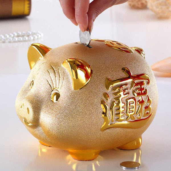 Zen&Spirit Gold Chinese Piggy Bank - Ceramic