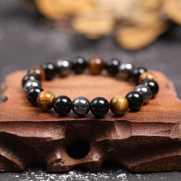 Zen&Spirit Triple Protection Bracelet - Tiger’s Eye, Obsidian, Hematite