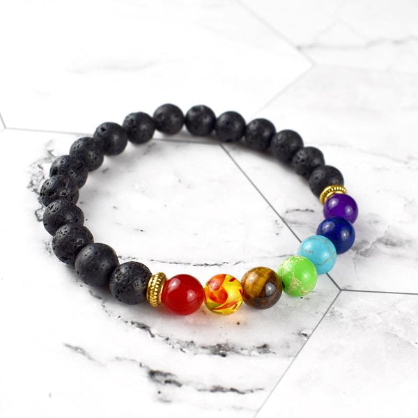 Zen&Spirit 7 Chakra Lava Stone Bracelet - Essential Oil Diffuser