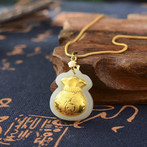 Zen&Spirit Jade Money Bag Necklace - Feng Shui Wealth Activator