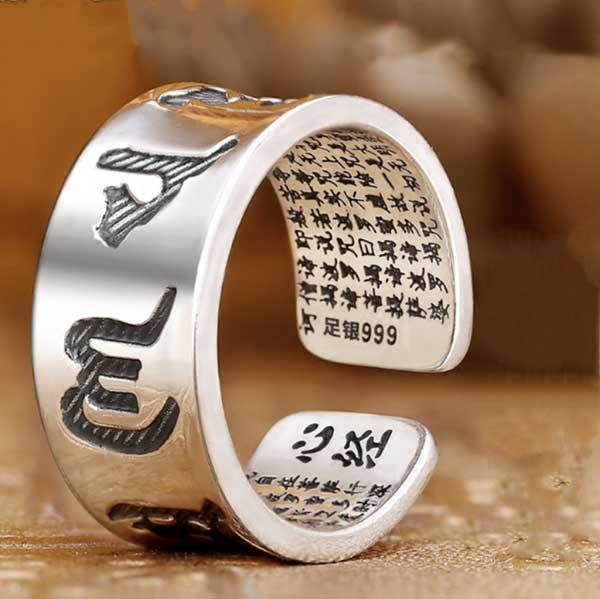 Zen&Spirit Buddhist Mantra & Heart Sutra Ring - Attain True Happiness