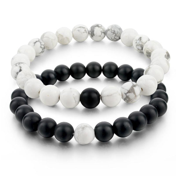 Zen&Spirit Black & White Distance Bracelets Bundle - For Couples