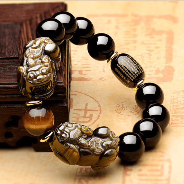 Zen&Spirit Natural Gold Obsidian Double Pixiu Bracelet