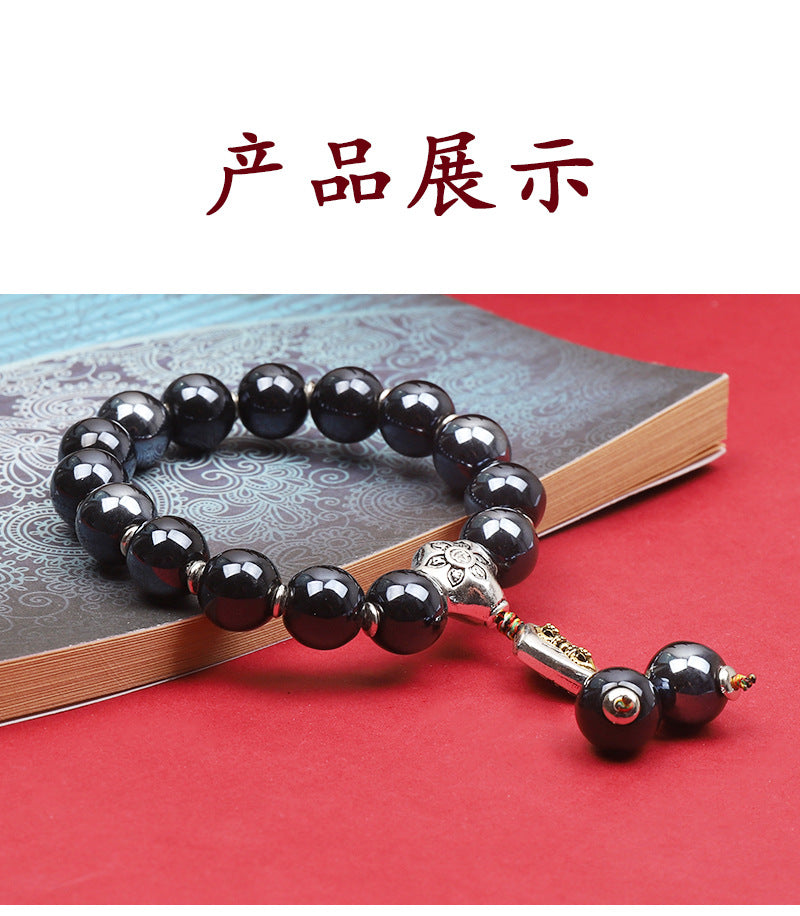 Black fragrant gray porcelain bracelet boutique Yongjia ceramic bracelet classic fragrant gray glass bracelet to take goods men's bracelet