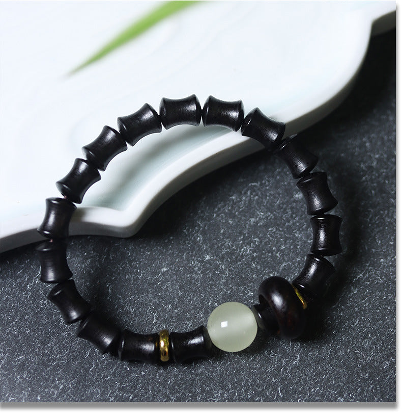 Ebony bamboo bracelet knot, high ascension, eternal night, moonstone, running ring, play, wooden Buddha beads, bracelets, holding jewelry, men and women