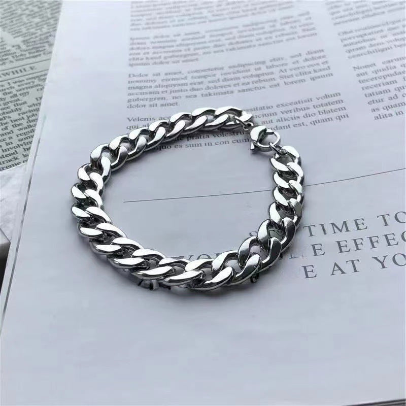 Cuban chain bracelet men's hip hop high street accessories American hiphop cold trend cool titanium steel couple bracelet