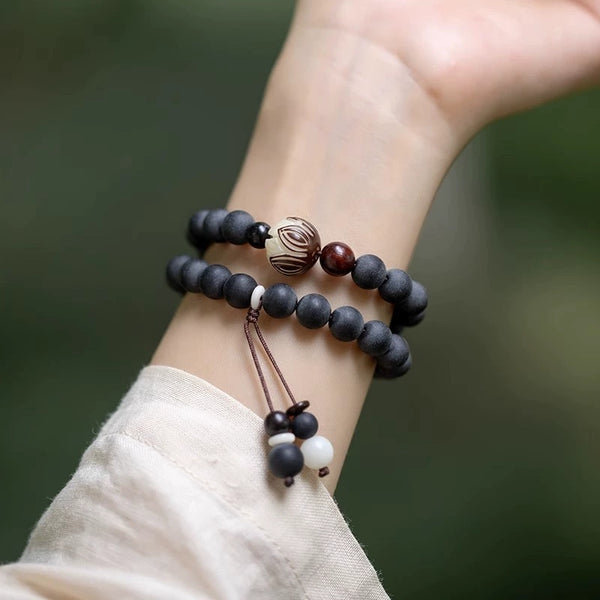 Pulsera de perlas de medicina retro, pulsera de estudiante de bosque femenino, pulsera de pareja de cuentas de Buda, pulsera de sándalo, cuentas de Buda de estilo chino natural