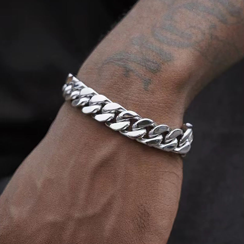 Cuban chain bracelet men's hip hop high street accessories American hiphop cold trend cool titanium steel couple bracelet