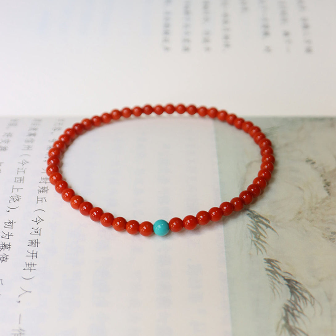 South red agate tile west material full of meat, south red single circle ultra-fine bracelet chain, red rope 3mm jade bracelet