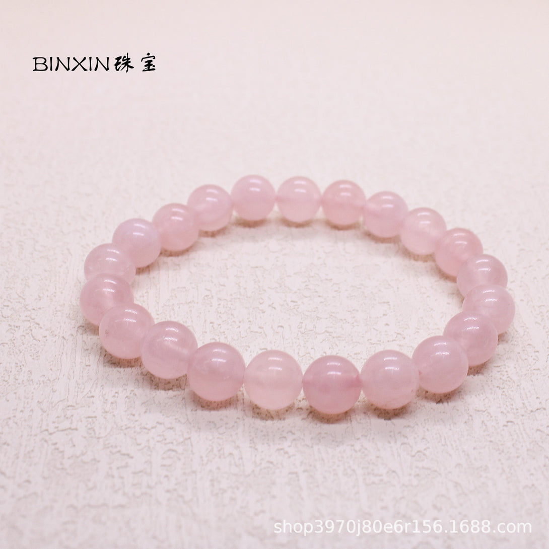 Bin Xin Jewelry 5A Natural Powder Crystal Grapefruit Powder Horse Powder Bead Bracelet Cream Body Powder Crystal Wholesale Bracelet