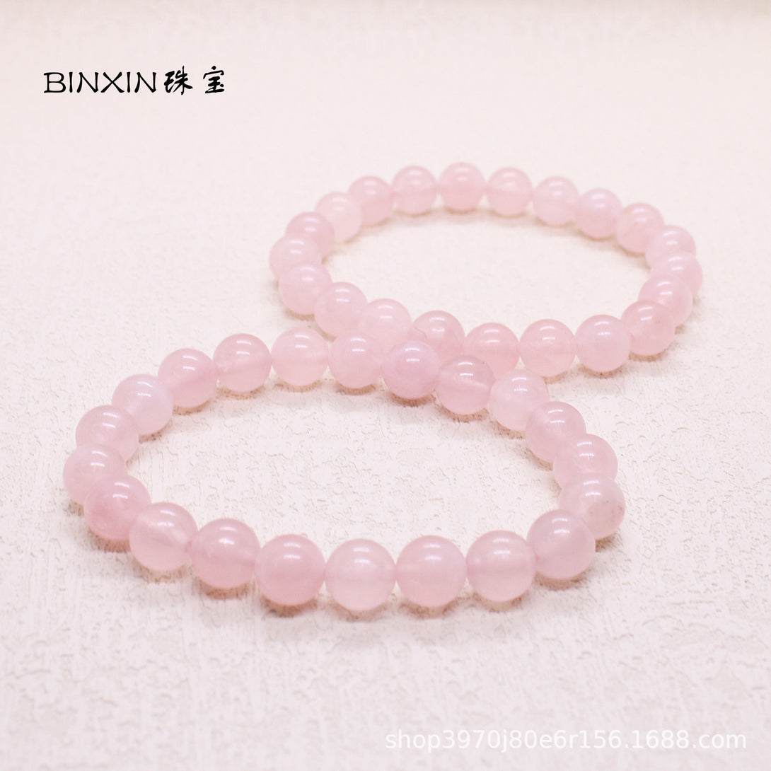 Bin Xin Jewelry 5A Natural Powder Crystal Grapefruit Powder Horse Powder Bead Bracelet Cream Body Powder Crystal Wholesale Bracelet