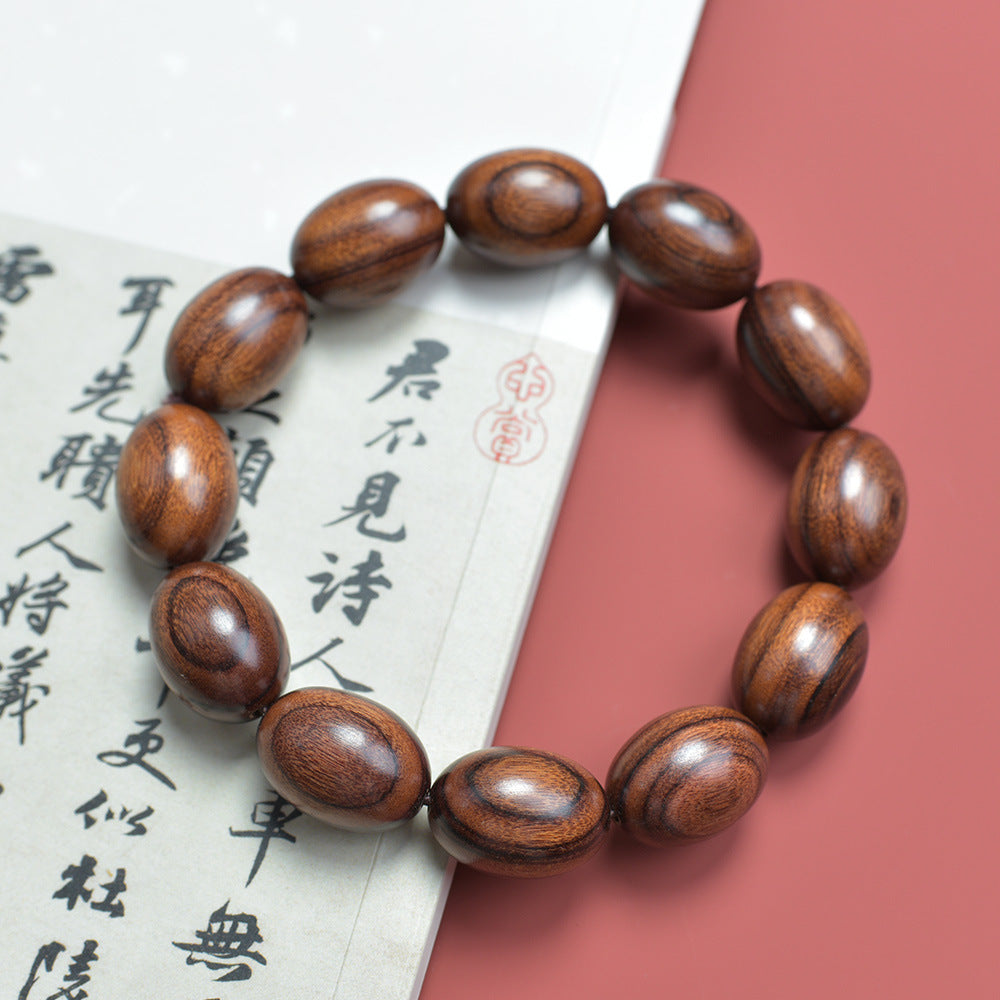 African large-leaf yellow pear jujube beads sandalwood wooden bracelet purple avocado small leaf red sandalwood special-shaped bracelet Buddha beads play