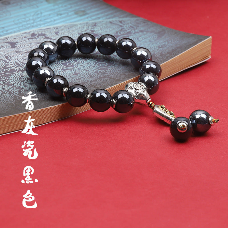 Black fragrant gray porcelain bracelet boutique Yongjia ceramic bracelet classic fragrant gray glass bracelet to take goods men's bracelet