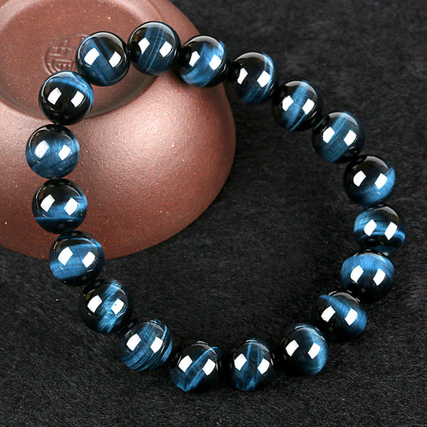 Pulsera de ojo de tigre azul Pulsera de ojo de tigre azul Pulsera de ojo de tigre azul Joyería de piedra de madera Fábrica directa de ojo de tigre azul