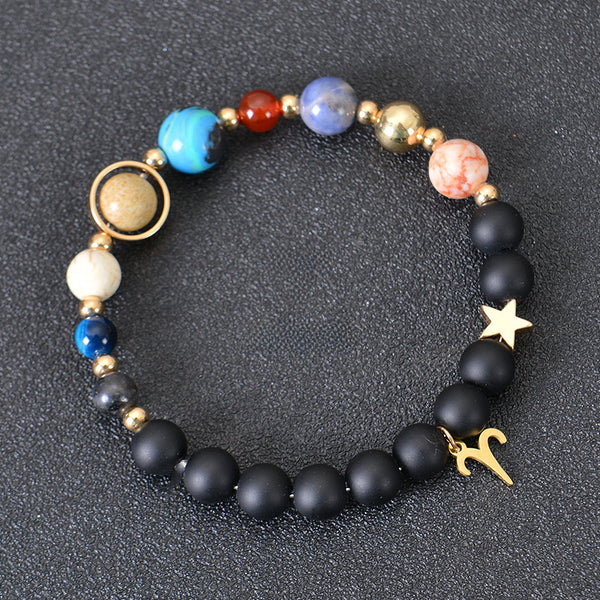 Pulsera de cuentas de piedra esmerilada con doce constelaciones y ocho planetas en oferta de AliExpress Pulsera de cuentas de piedra esmerilada con doce constelaciones