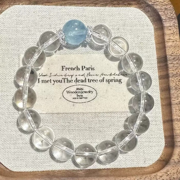 Zen&Spirit Aquamarine & White Crystal Bracelet: 12mm, Fresh Design, Ladies