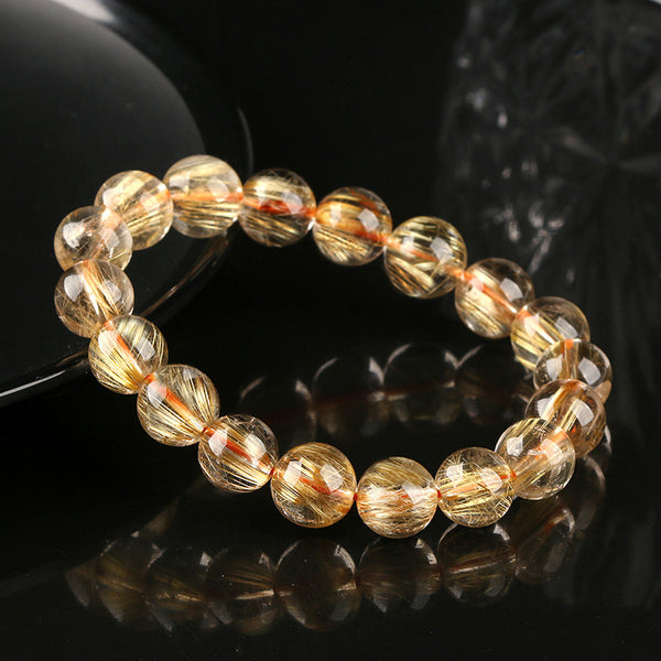 Natural Blonde Crystal Bracelet High Goods Hair Crystal Shun Fortune Stone Bead Prime Circle Versatile Single Circle Factory Direct Sales