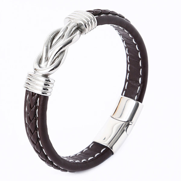 Zen&Spirit Magnetic Clasp Leather Bracelet: Men's Braided Punk Style