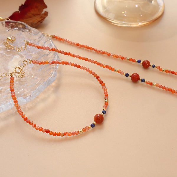 Natural Southern Red Agate Bracelet Millet Beads Natal Year Fine Persimmon Red Niche Bracelet Women's Wholesale Welfare Live Broadcast