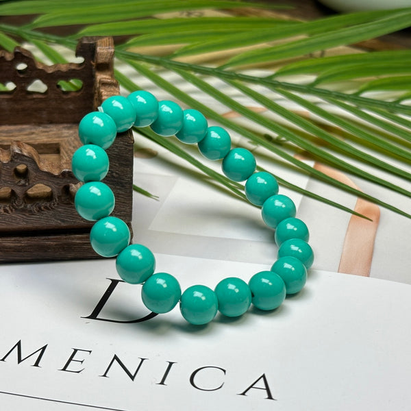 Zen&Spirit Turquoise Bracelet: Round & Melon Beads, Spiritual Buddha Charm