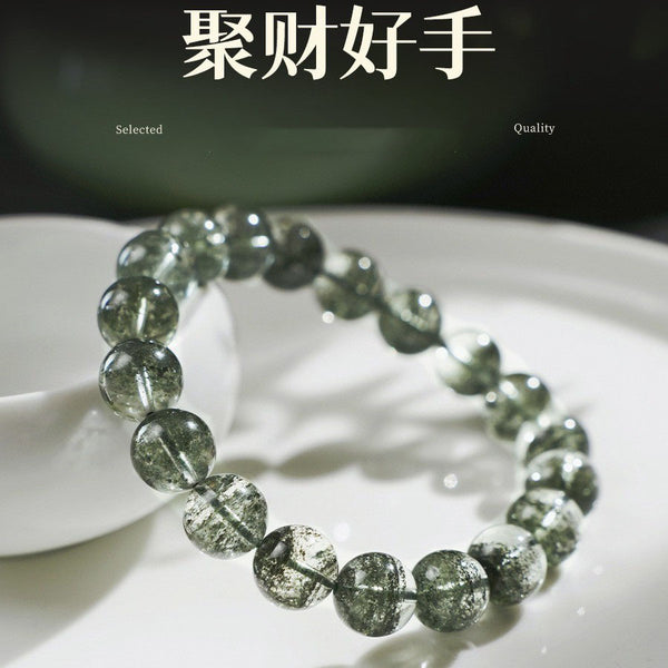 Zen&Spirit Green Phantom Crystal Bracelet: Beaded Fortune, Birthday Gift