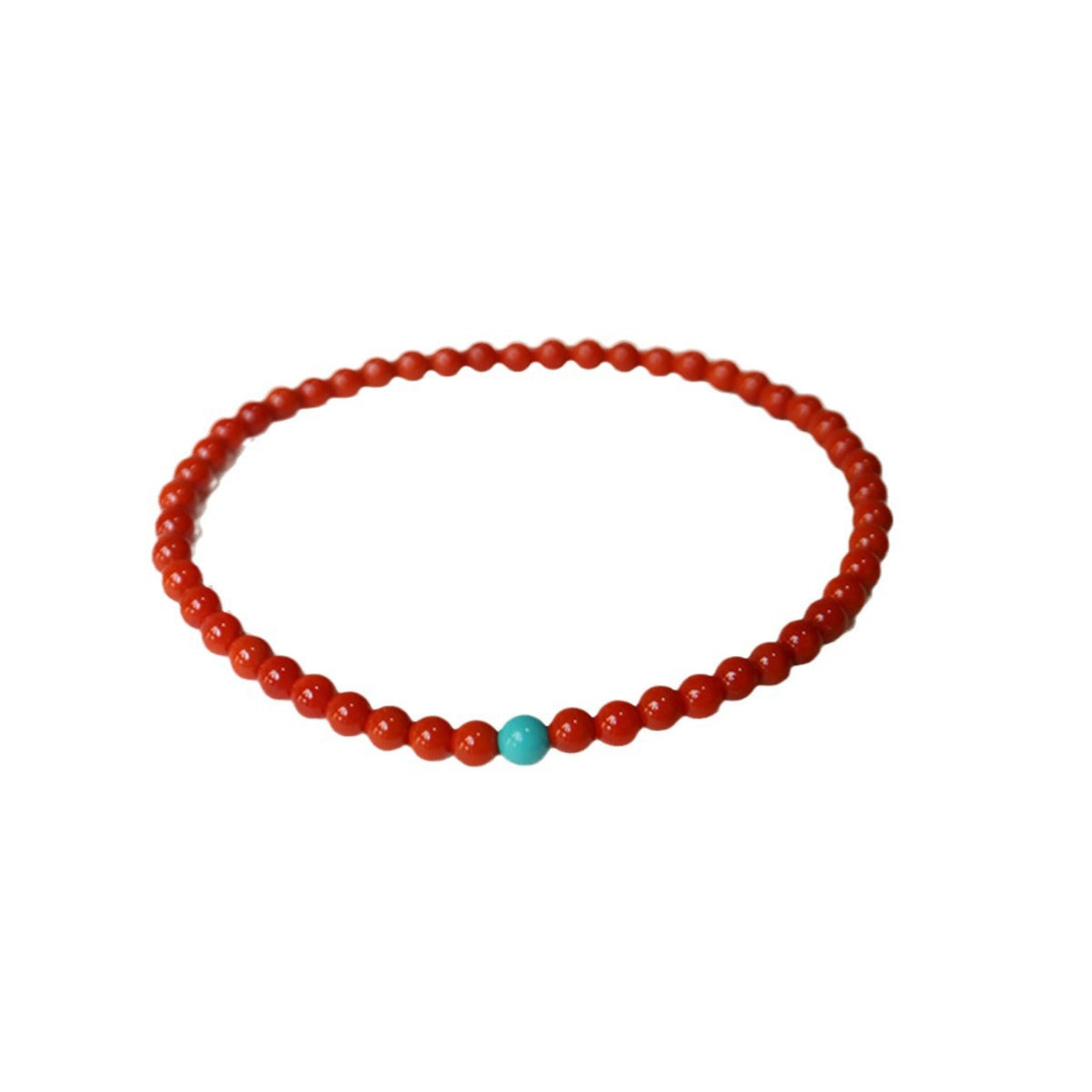 South red agate tile west material full of meat, south red single circle ultra-fine bracelet chain, red rope 3mm jade bracelet