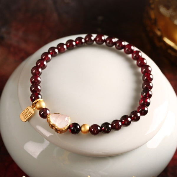 Zen&Spirit Garnet Bracelet: Women's Fortune, Multi-Seed Pomegranate, Vitality