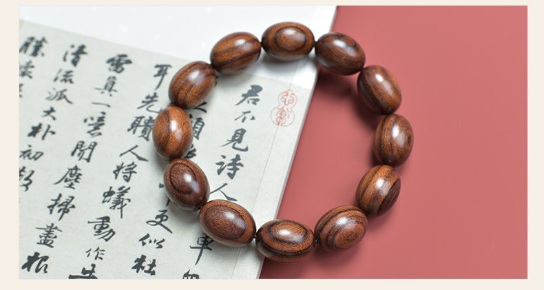 African large-leaf yellow pear jujube beads sandalwood wooden bracelet purple avocado small leaf red sandalwood special-shaped bracelet Buddha beads play