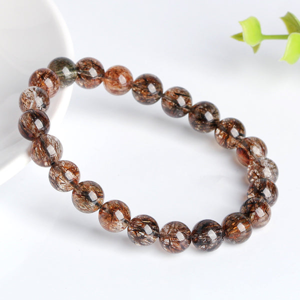 Zen&Spirit Super Seven Bracelet: Black Gold, Fortune Stone, Round Crystal