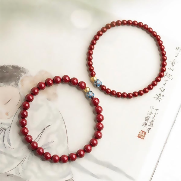 Zen&Spirit Lotus Cinnabar Bracelet: Women's Meditation, Chinese Style