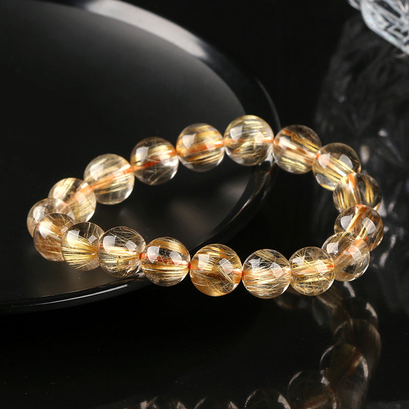 Natural Blonde Crystal Bracelet High Goods Hair Crystal Shun Fortune Stone Bead Prime Circle Versatile Single Circle Factory Direct Sales