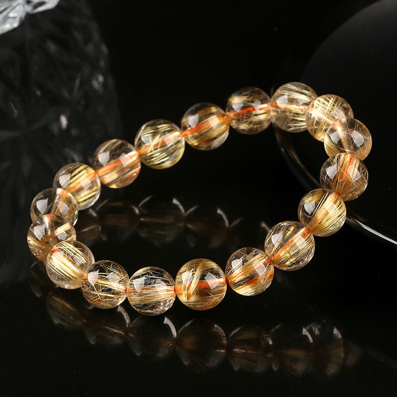 Natural Blonde Crystal Bracelet High Goods Hair Crystal Shun Fortune Stone Bead Prime Circle Versatile Single Circle Factory Direct Sales