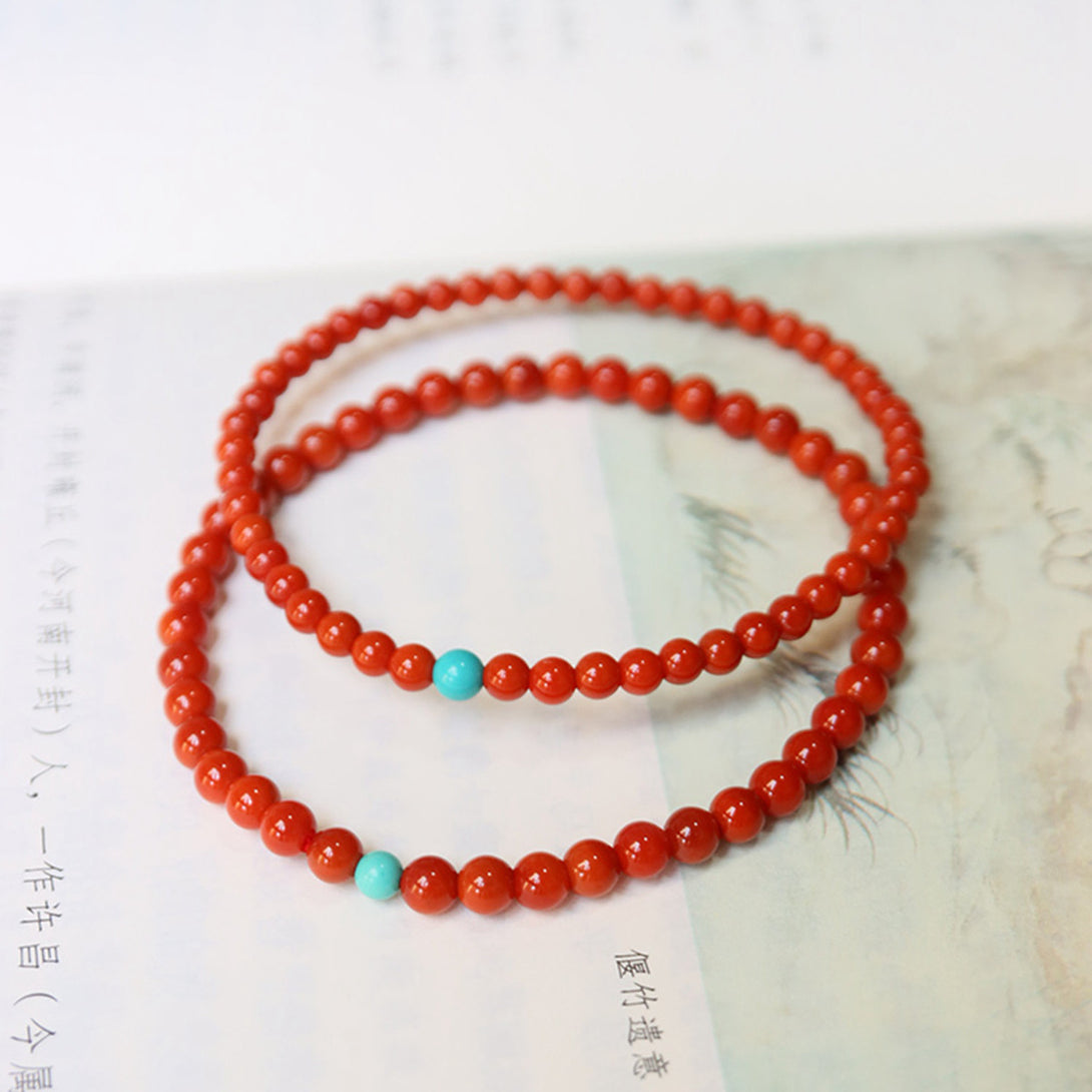 South red agate tile west material full of meat, south red single circle ultra-fine bracelet chain, red rope 3mm jade bracelet