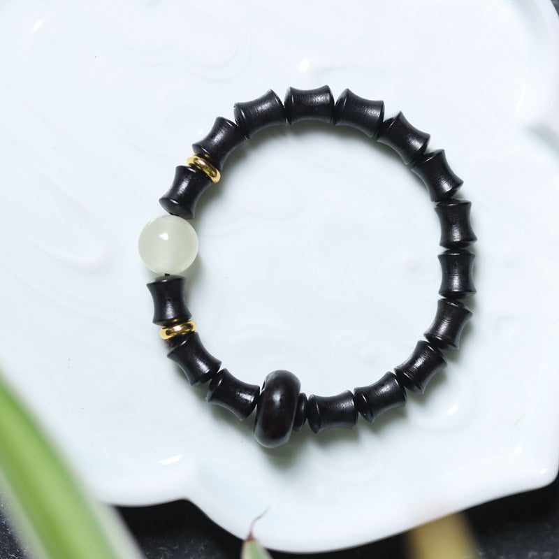 Ebony bamboo bracelet knot, high ascension, eternal night, moonstone, running ring, play, wooden Buddha beads, bracelets, holding jewelry, men and women