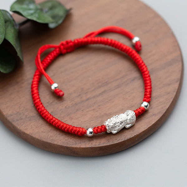 Zen&Spirit Red String Silver Pixiu Bracelet - Attract Windfall Luck