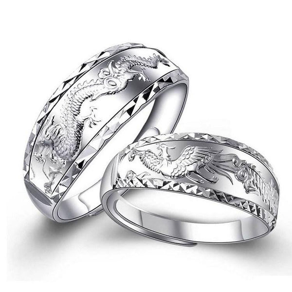 Zen&Spirit Silver Dragon and Phoenix Rings - Couple Rings