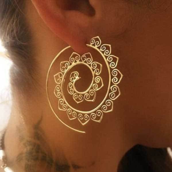 Zen&Spirit Spiral Hippie Hoops - Large Statement Earrings