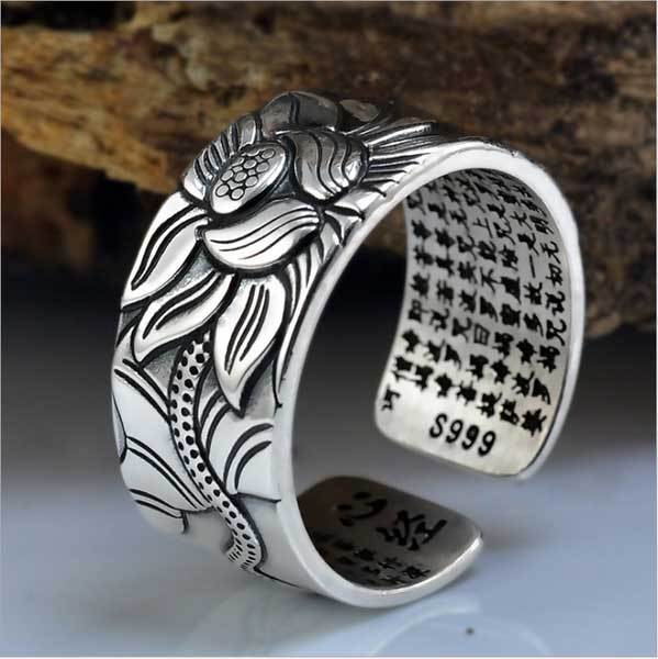 Zen&Spirit The Heart of Lotus Sutra Ring - For Purity & Wisdom