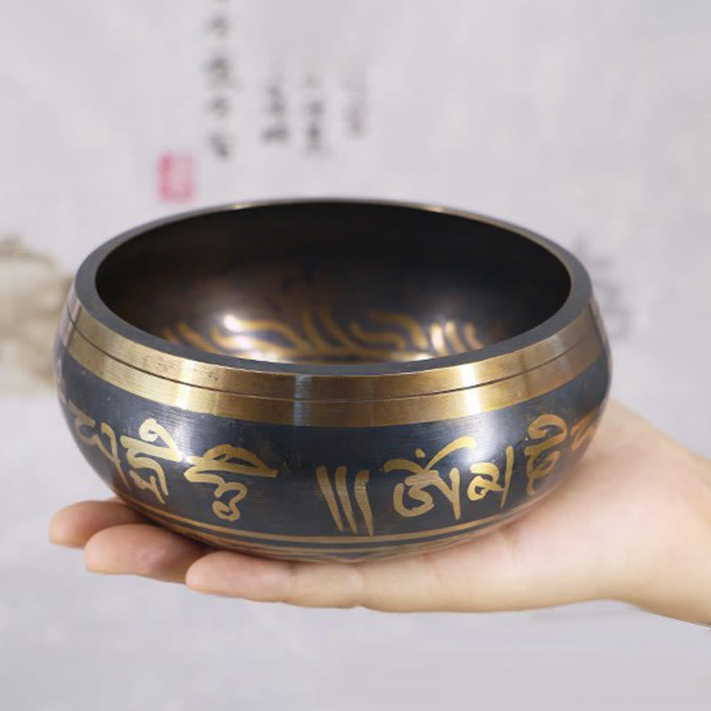 Buddha Stones Tibetan Meditation Bowl for Healing and Mindfulness Om Mani Padme Hum Singing Bowl Singing Bowl buddhastoneshop 10