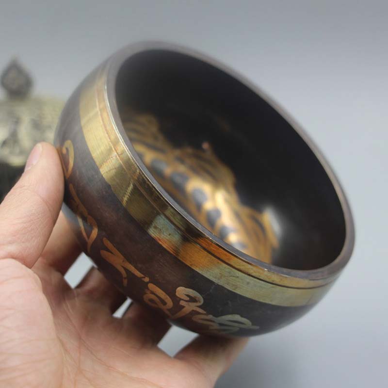 Buddha Stones Tibetan Meditation Bowl for Healing and Mindfulness Om Mani Padme Hum Singing Bowl Singing Bowl buddhastoneshop 4