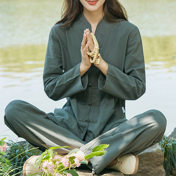 Zen&Spirit Spiritual Zen Practice Yoga Meditation Prayer Uniform Cotton Linen Clothing Women's Set