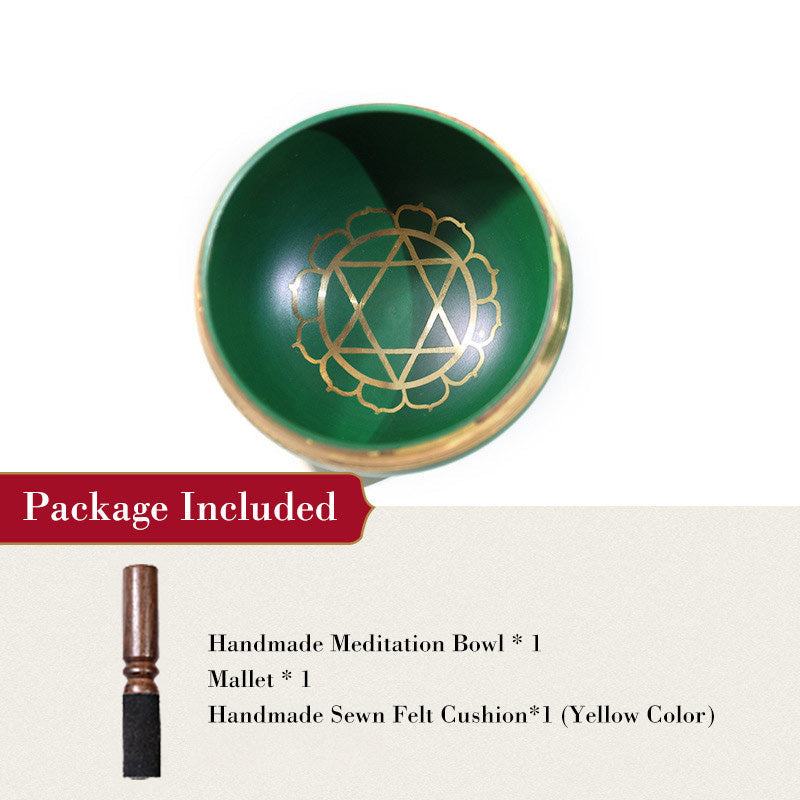 Buddha Stones Tibetan Sound Bowl Handcrafted for Chakra Healing and Mindfulness Meditation Singing Bowl Set Singing Bowl buddhastoneshop Green 3.15IN (8CM)